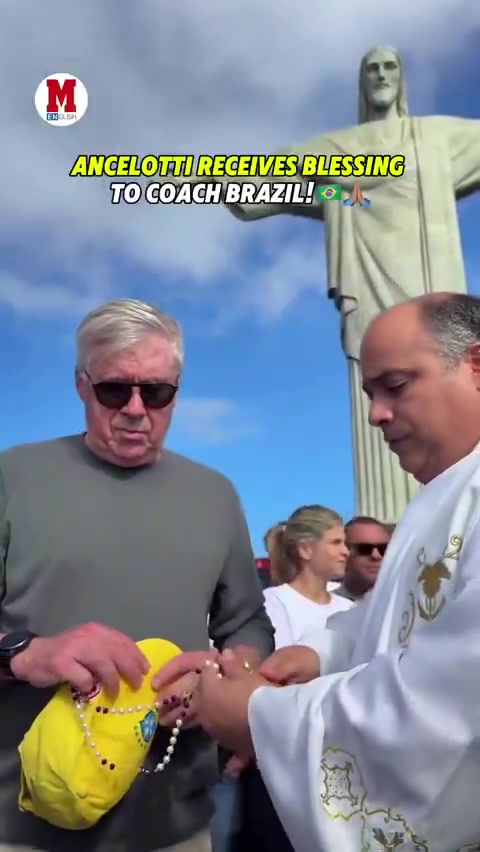 DB视讯百家乐即将带巴西征战世预赛，安切洛蒂在里约基督像下接受神父圣水祝福